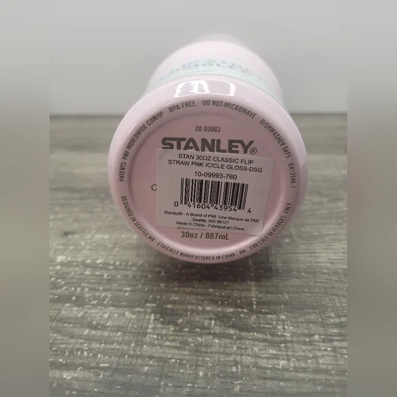 Stanley 30oz Classic Flip Straw Tumbler Pink Icicle Gloss With Handle & Lid New - Picture 6 of 6